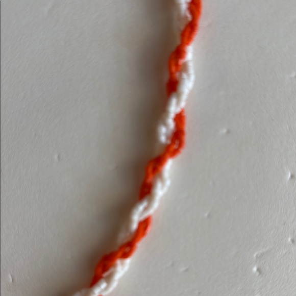 Vintage Vibrant Orange and White Twisted Beaded Long Necklace - Picture 2 of 3